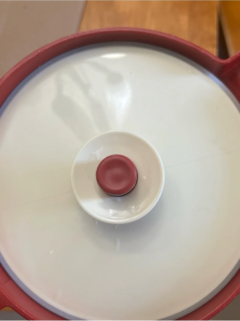 Tupperware Red Plastic Pitcher with Cream Lid